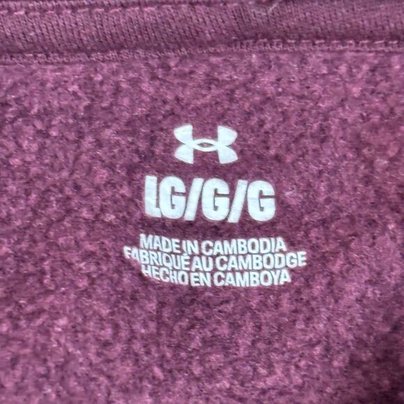 Under Armour Hoodie Men's Large Burgundy Pullover Sweatshirt Big Logo UA Pocket - Picture 6 of 6